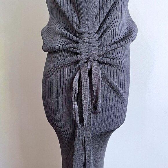 NWOT MARCIANO MUTED BLUE RIBBED STRETCH KNIT LONG SLEEVE BODYCON MIDI DRESS - L - Picture 7 of 13